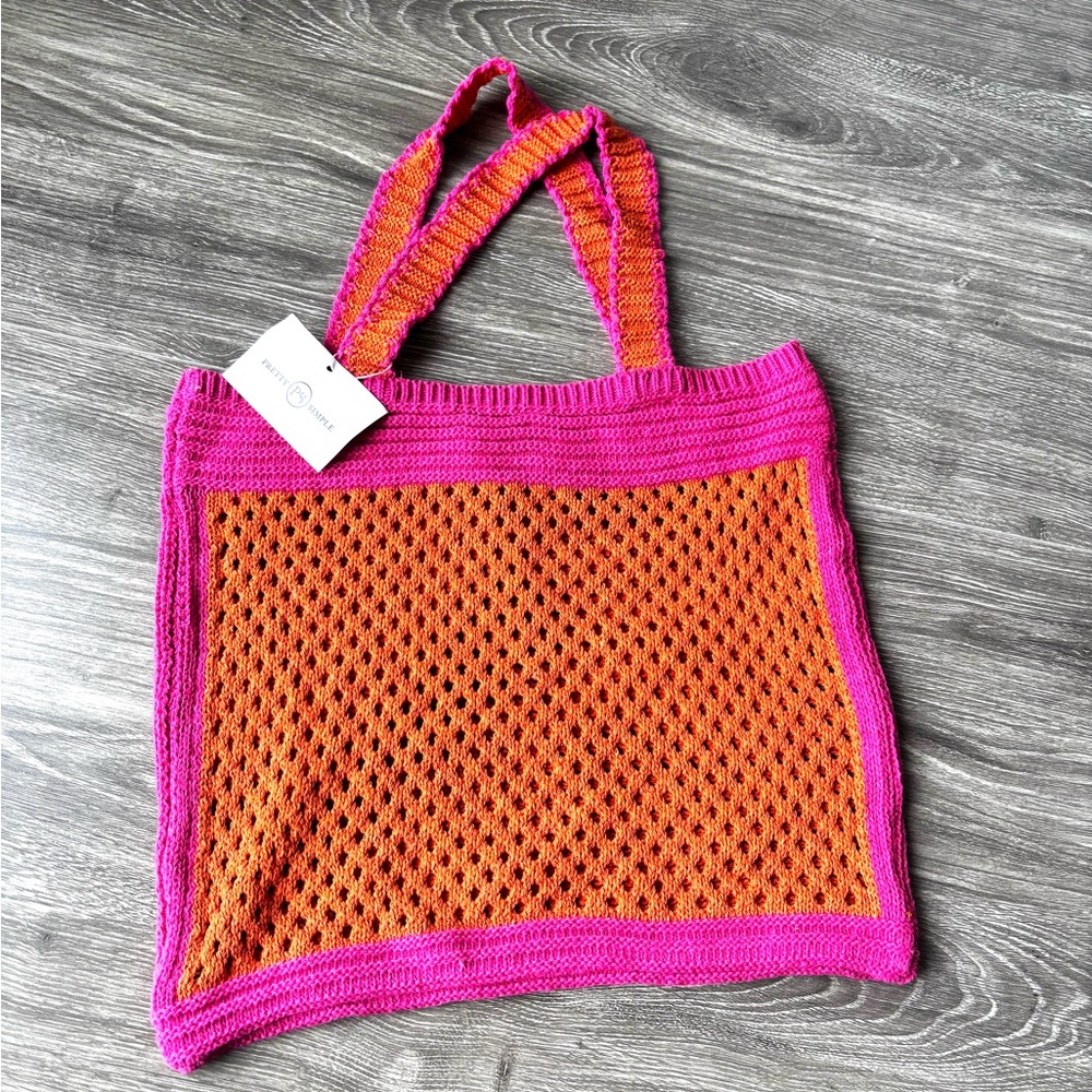Vibrant Pink and Orange Mesh Tote Bag